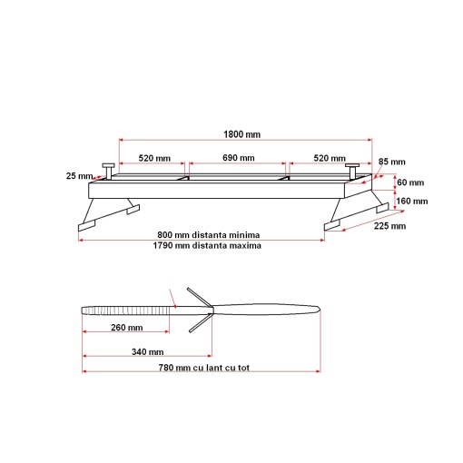 Bara suport pentru motor tip traversa 1800mm Breckner Germany - Img 7