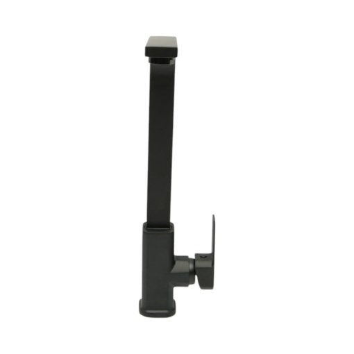 Baterie chiuveta bucatarie negru mat cu pipa inalta patrata, monocomanda, aliaj zinc, furtunuri incluse - Img 5