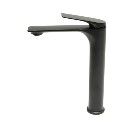 Baterie lavoar baie inalta Premium din cupru, pipa lunga, design rotund, monocomanda, negru mat, furtunuri incluse - Img 3