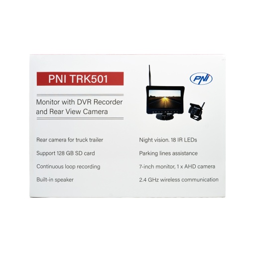 Camera de mers inapoi si monitor LCD wireless PNI TRK501 cu functie DVR, slot card micro SD, LED-uri IR, pentru camion - Img 11
