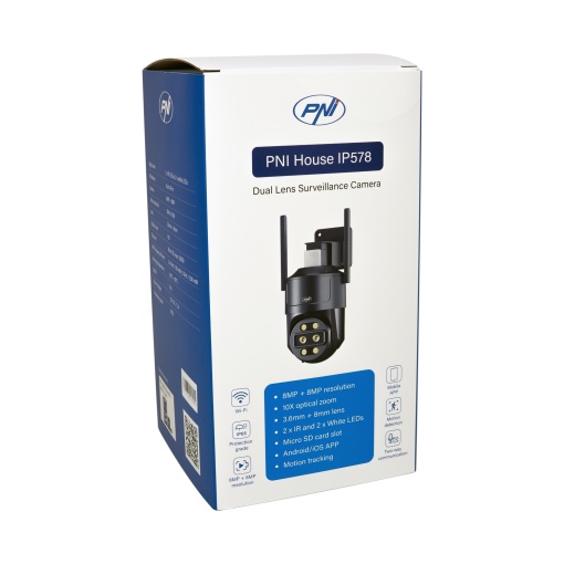 Camera supraveghere video PNI House IP578 cu Wi-Fi, PTZ, dual lens 8MP + 8MP, zoom optic 10X - Img 13