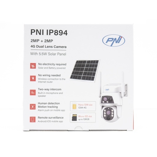 Camera supraveghere video PNI IP894 GSM 4G PTZ, dual lens 2MP + 2MP, panou solar 5.5W, acumulator bloc 8000mAh - Img 4