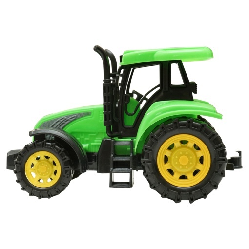 Camion galben cu detalii autentice de tip trailer pe baterii impreuna cu tractor verde de jucarie - Img 10