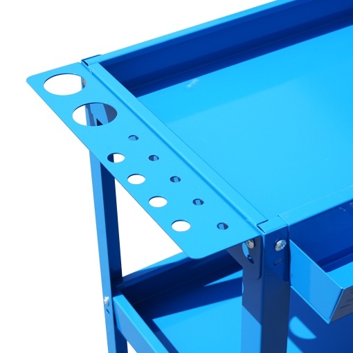 Carucior scule metalic pe roti cu 3 rafturi, compartimente piese si suporturi perforate 660x360x730mm - Img 6