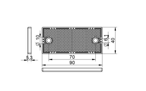 Catadioptru reflectorizant dreptunghiular alb DOBPLAST - Img 2