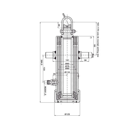 Cilindru hidraulic telescopic remorca 5T 3 trepte - Img 4