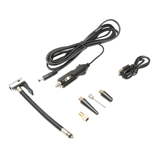 Compresor aer portabil negru 12,4V baterie 6000Am reincarcabila 250x56x47mm cu accesorii - Img 3