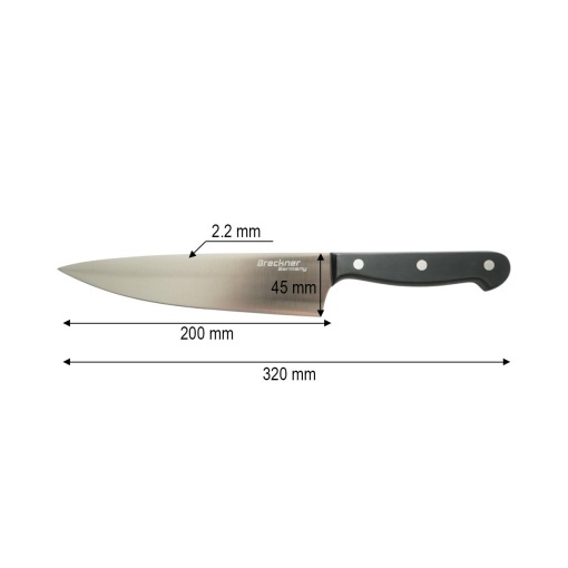 Cutitul bucatarului profesional 20cm, lama otel 5Cr15MoV, maner POM negru Breckner Germany - Img 4