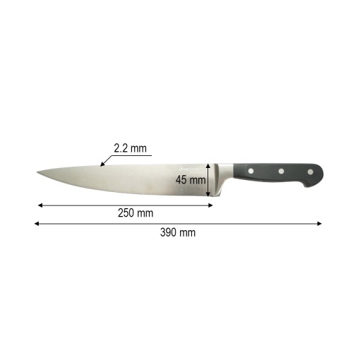 Cutitul bucatarului profesional 25cm, lama otel 5Cr15MoV, maner ABS negru Breckner Germany - Img 4