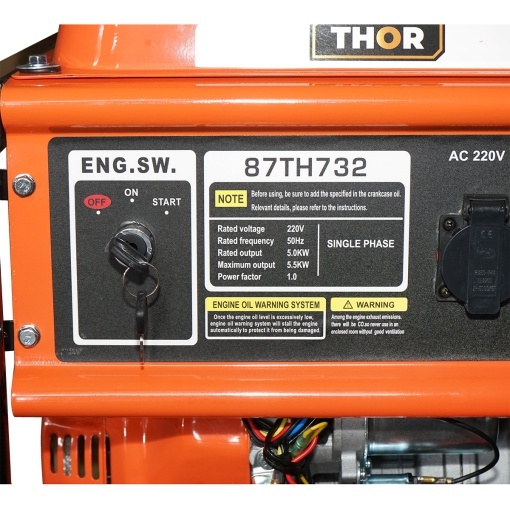 Generator electric 5.5kW/220V, motor pe benzina 15CP, pornire electrica/manuala THOR - Img 5