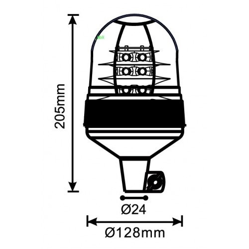 Girofar auto 12V/24V orange cu 18 LED-uri de 3W (necesita suport tubular) - Img 2
