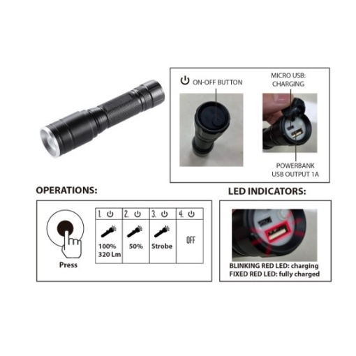 HUNTER: Lanterna LED reincarcabila 5W cu functie de zoom - Img 2