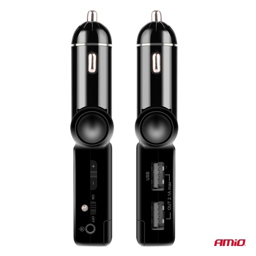 Incarcator - Modulator FM - Bluetooth 2×USB-A 12V 24V Amio - Img 3
