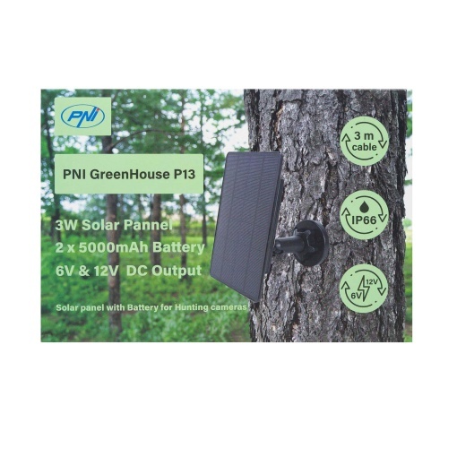 Incarcator solar PNI GreenHouse P13 iesire 6V si 12V, 3W, acumulator Li-Ion 5200 mAh, IP66 pentru camere de vanatoare - Img 10