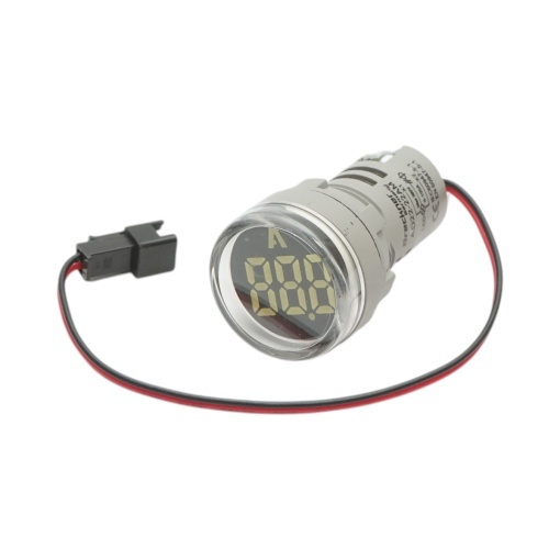 Indicator digital ampermetru LED alb 0-100A, 220V/380V Ø 22mm Breckner Germany - Img 3