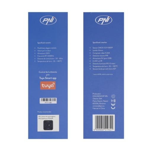 Interfon video inteligent PNI SafeHome PT710B WiFi HD, P2P, acumulator si Sonerie 36 melodii inclusa, aplicatie dedicata Tuya Smart, integrare in scenarii si automatizari smart cu alte produse compat - Img 5