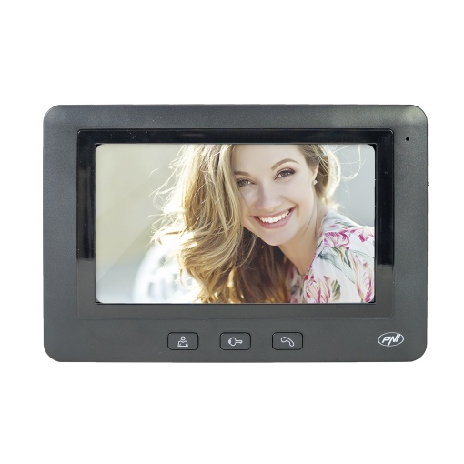 Interfon video PNI DF930 cu 1 monitor, ecran LCD 7 inch, 800x480, iesire yala electromagnetica, negru - Img 2