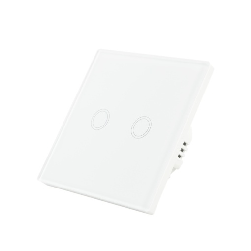 Intrerupator dublu cu touch PNI SH202 din sticla, alb cu LED indicator - Img 2