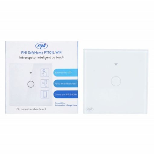 Intrerupator inteligent cu touch PNI SafeHome PT101L WiFi, 10A - Img 2