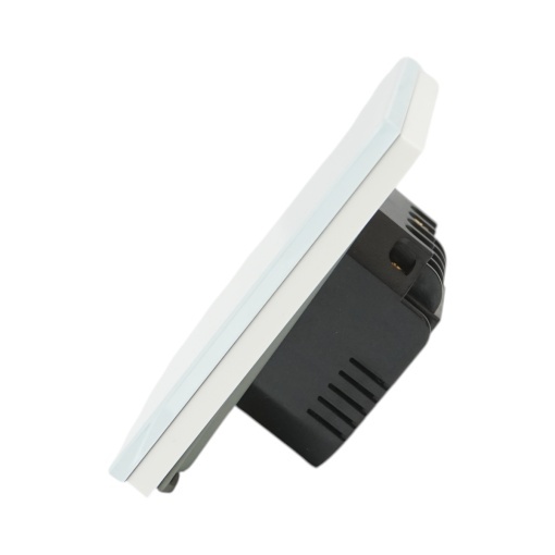 Intrerupator touch triplu cap scara alb 220V, indicator luminos, rama sticla 86x86x34mm - Img 3