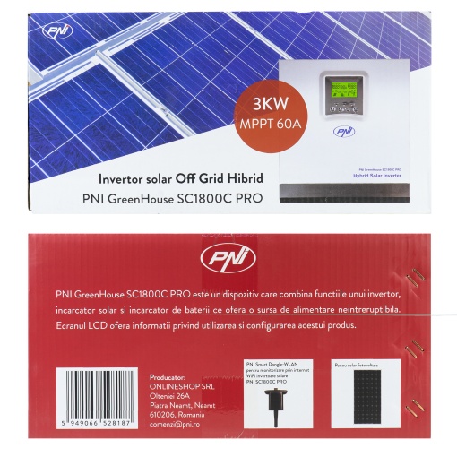 Invertor solar PNI GreenHouse SC1800C PRO 3KW 13A 3000VA, 24V, MPPT 60A, Off Grid Hibrid Sinus pur - Img 9
