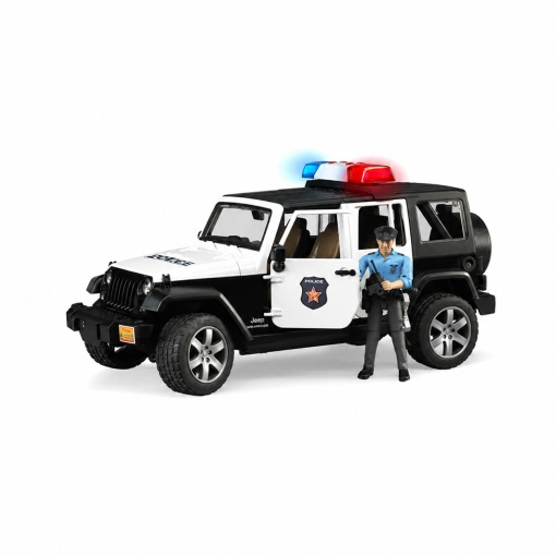 JEEP WRANGLER UNLIMITED RUBICON DE POLITIE CU SIRENA SI FIGURINA BRUDER - Img 2