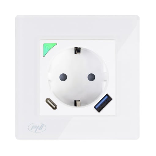 Kit Priza dubla inteligenta PNI SmartHome WP202 WiFi cu rama montaj ingropat control prin internet - Img 2