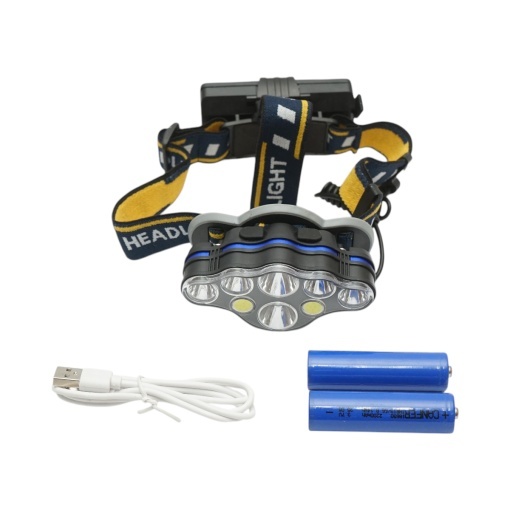 Lanterna frontala de cap cu 8 LED-uri, 3 moduri iluminare, baterie 2200mAh reincarcabila USB Crownman - Img 6