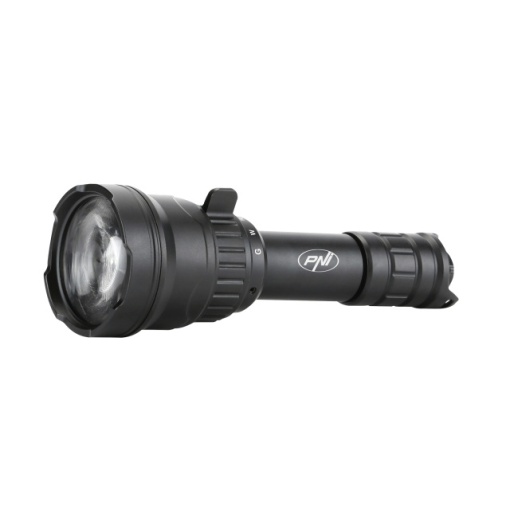 Lanterna PNI Adventure F300 cu LED in 3 culori, alb, rosu, verde, IP68 waterproof, distanta 500 m, flux luminos 540 lm, acumulator 18650 3000mAh inclus, incarcator pentru acumulator inclus, functie zo
