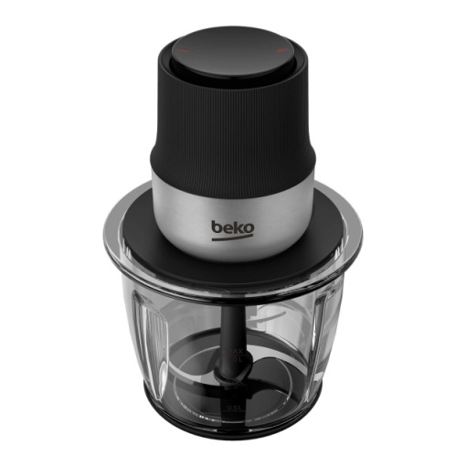Mini tocator Beko CHG81442BX, 1l, 400W, 3800 rotatii/minut, 2 trepte, 2 cutite otel inoxidabil, negru/inox - Img 2