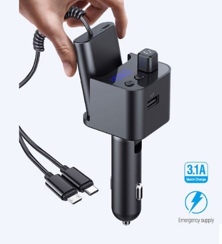 Modulator auto FM cu Incarcator 3.1A si baterie externa 800mAh - Img 7