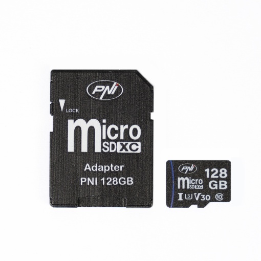 Pachet 2 bucati Card de memorie MicroSD PNI 128GB Clasa 10, 80 Mb/s, V30 cu adaptoare SD incluse