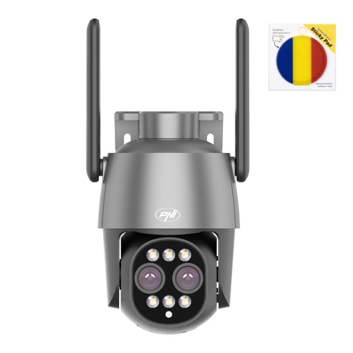 Pachet Camera supraveghere video PNI House IP574 cu Wi-Fi, PTZ, dual lens cu sticky Pad Drapel inclus - Img 12
