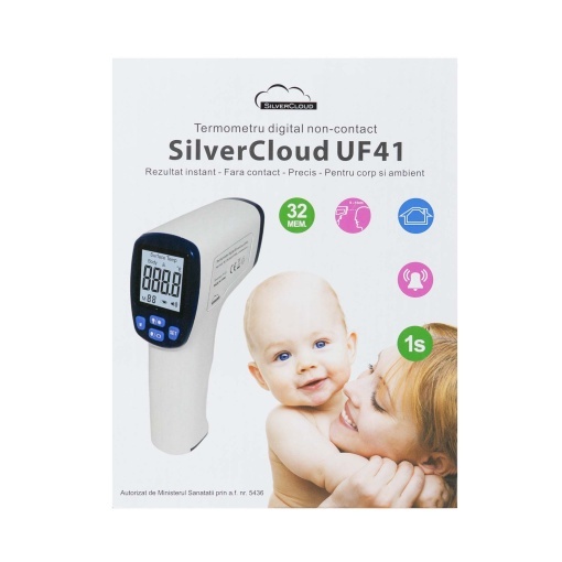 Pachet Termometru digital SilverCloud UF41 pentru corp si suprafete cu sticky Pad Drapel inclus - Img 6