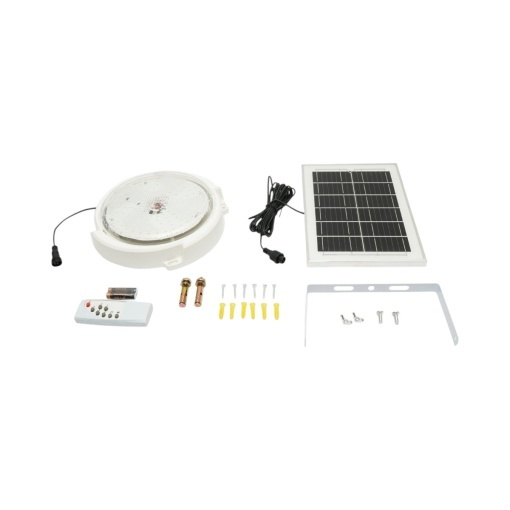 Plafoniera solara LED 150W, 6500K cu panou solar 6W, baterie LiFePO4 3600mAh, senzor miscare si telecomanda IP65 Breckner Germany - Img 3