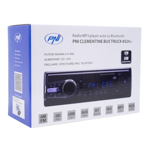 Radio MP3 player auto PNI Clementine Bus Truck 8524BT RDS 4x45w 12V/24V 1 DIN cu SD, USB, AUX, RCA si Bluetooth - Img 4