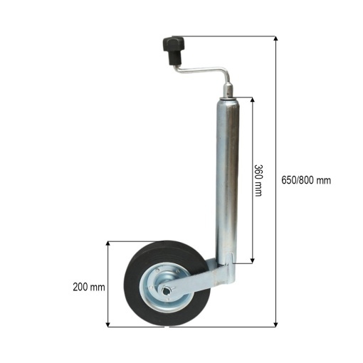 Roata de sprijin remorca 200x50mm, diametru tub 48mm, reglabila 650-800mm, sarcina maxima 136kg Breckner Germany - Img 4
