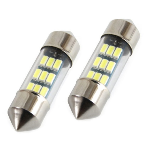 Set 2 becuri auto AMIO , C5W, LED 9 SMD 3014, 31mm, 12V, capac sticla, leduri alb sofit Festoon - Img 2