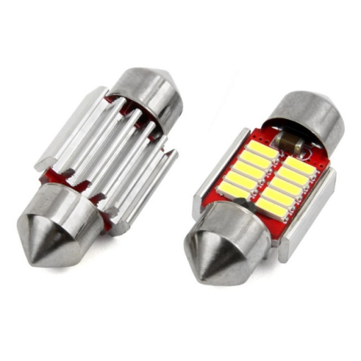 Set 2 becuri auto LED CANBUS 4014 10SMD C5W C10W C3W 12/24V ALB - Img 3