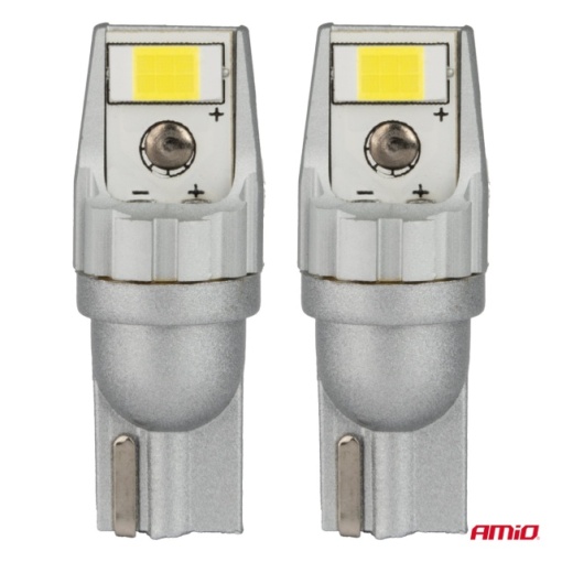 Set 2 becuri auto LED CANBUS alb T10 W5W 2SMD 3570 12V 24V - Img 3