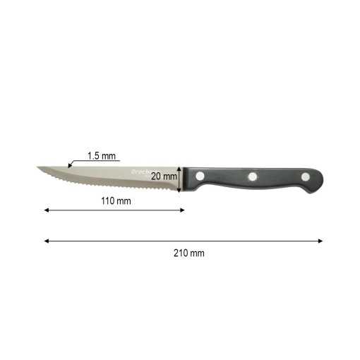 Set 4 cutite steak 11cm, lama zimtata otel 3Cr13, maner bachelita negru Breckner Germany - Img 4