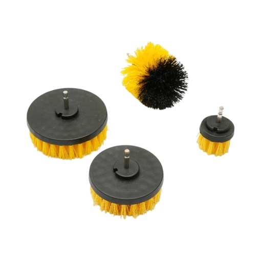 Set 4 perii rotative pentru curatare cu bormasina 50mm, 90mm, 100mm, 125mm, prindere 1/4 inch Breckner Germany - Img 5