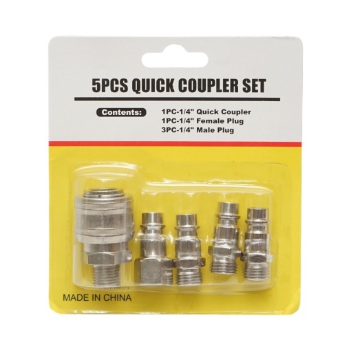 Set 5 cuple rapide 1/4 pentru furtunuri aer comprimat si scule pneumatice - Img 3