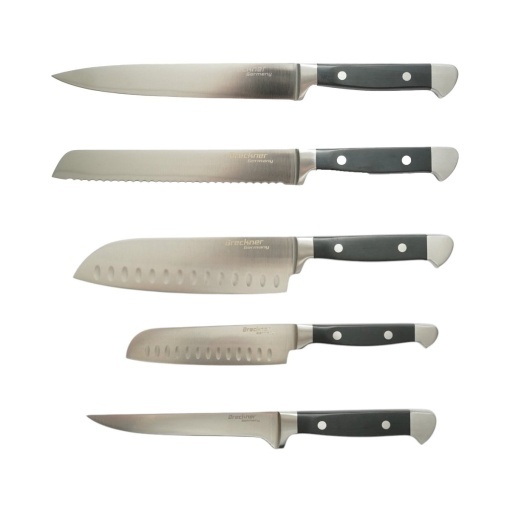 Set 6 cutite bucatarie cu suport magnetic din lemn, lama otel 3Cr13, maner ABS negru + otel inoxidabil 18/0 Breckner Germany - Img 2