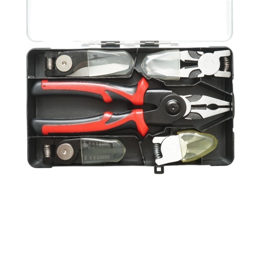 Set cleste patent multifunctional 5 in 1 cu foarfeca, taiere, sertizare, sfic, dezizolare cabluri - Img 4