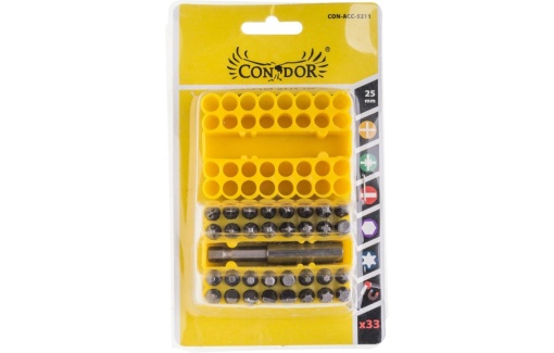 Set de biți de șurubelniță Drel cu suport magnetic CrV, 33 buc. - Img 2
