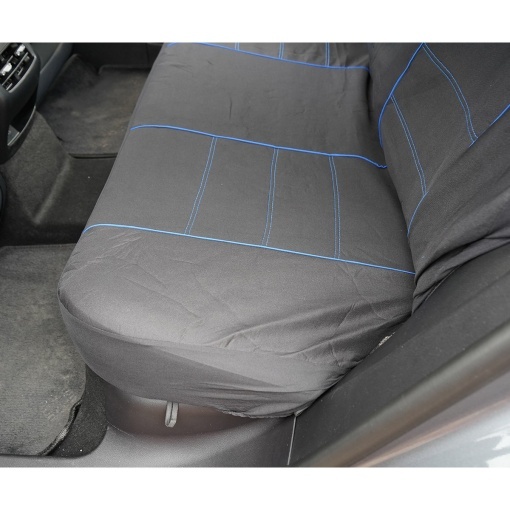 Set huse scaune auto universale negru-albastru, material textil 8 piese - Img 8