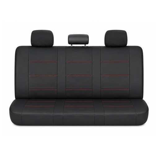 Set huse scaune auto universale negru-rosu, material piele ecologica si textil 8 piese - Img 3
