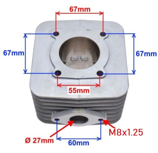 Set motor scuter 2T 125cc Piaggio (racire aer) Ø55mm - Img 3
