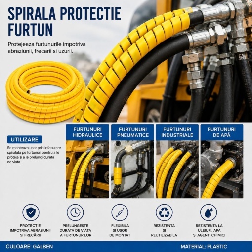 Spirala protectie furtun galbena 32x36mm 20m/rola Breckner Germany - Img 3